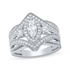 Thumbnail Image 1 of Marquise-Cut & Round-Cut Diamond Engagement Ring 1 ct tw 14K White Gold