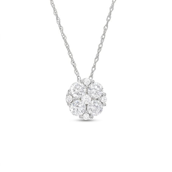 Kay THE LEO Diamond Flower Necklace 5/8 ct tw 14K White Gold 19”