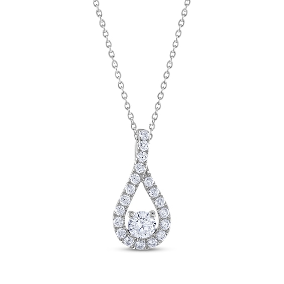 THE LEO Diamond Teardrop Necklace 1/2 ct tw 14K White Gold 19”