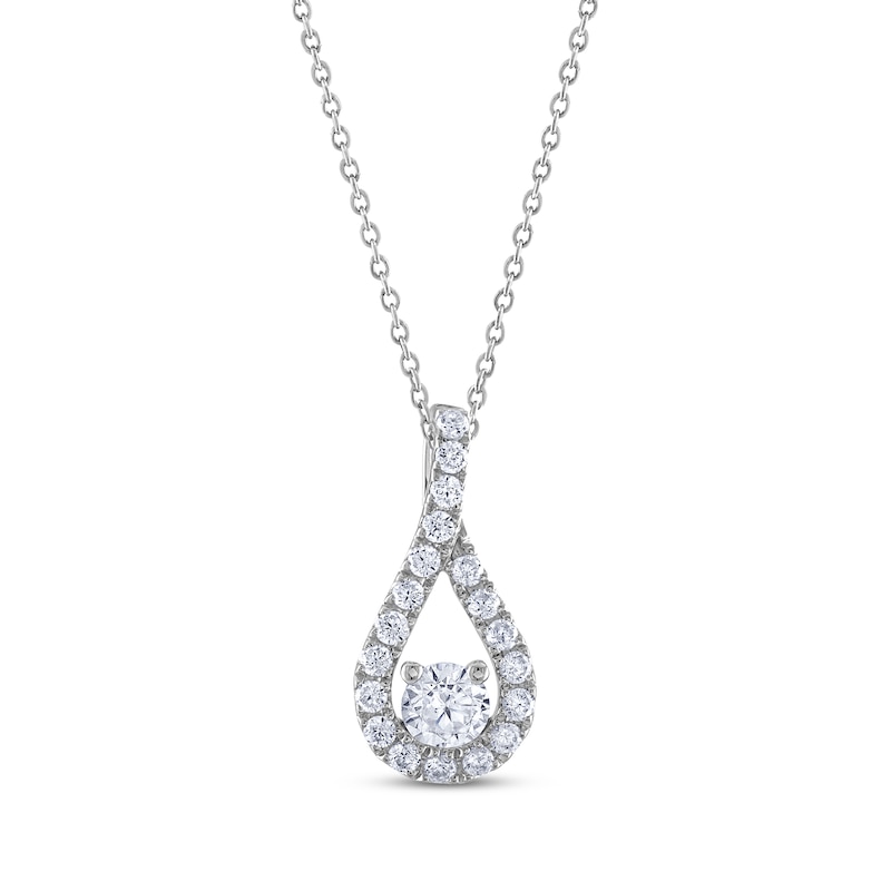 Main Image 1 of THE LEO Diamond Teardrop Necklace 1/2 ct tw 14K White Gold 19”