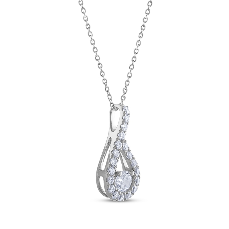 Diamond Encrusted Large Power Crystal Cage Necklace 14 KT White Gold