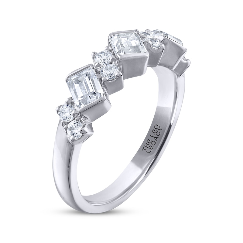 Main Image 2 of THE LEO Legacy Lab-Grown Diamond Emerald & Round-Cut Anniversary Band 1-1/4 ct tw 14K White Gold