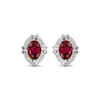 Thumbnail Image 1 of Oval-Cut Lab-Created Ruby & White Lab-Created Sapphire Halo Earrings Sterling Silver