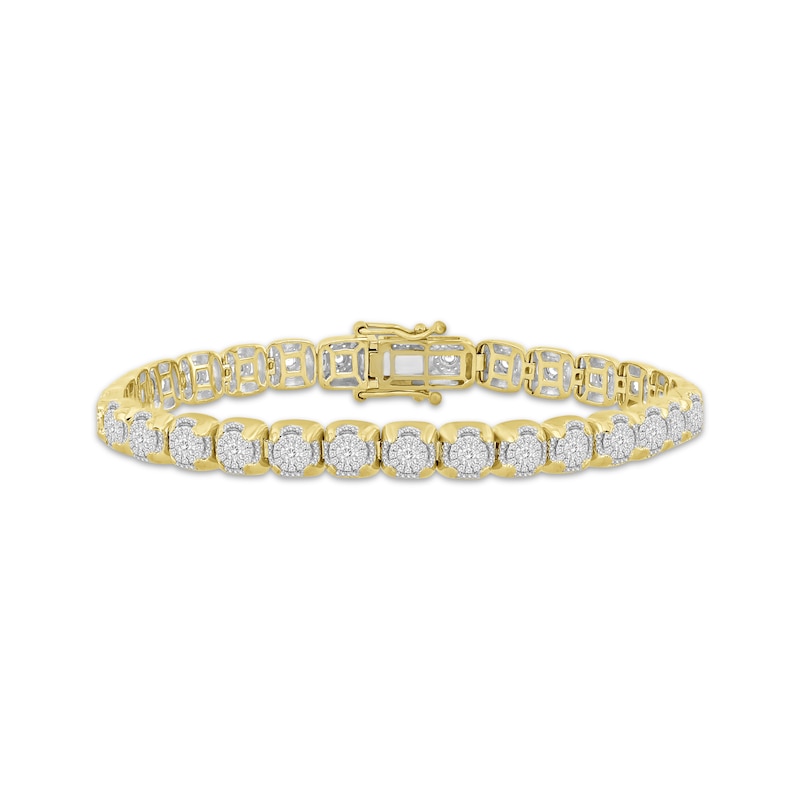 Main Image 1 of Men's Multi-Diamond Cupped Link Bracelet 1-1/4 ct tw 10K Yellow Gold 8.5&quot;
