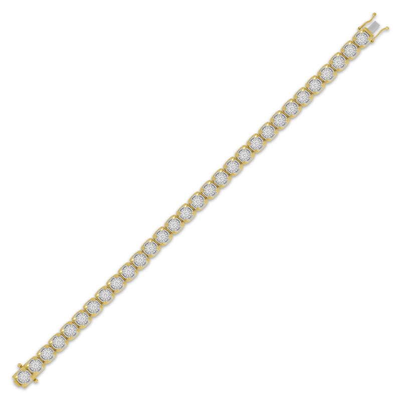 Main Image 2 of Men's Multi-Diamond Cupped Link Bracelet 1-1/4 ct tw 10K Yellow Gold 8.5&quot;