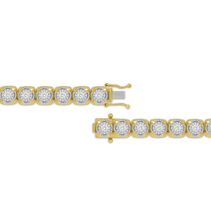 Main Image 3 of Men's Multi-Diamond Cupped Link Bracelet 1-1/4 ct tw 10K Yellow Gold 8.5&quot;