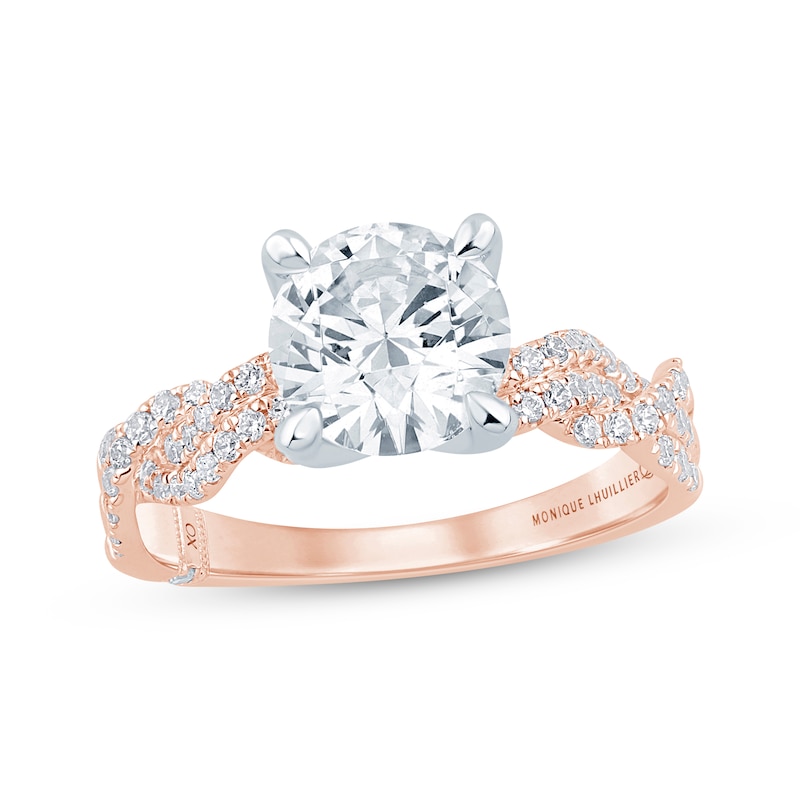 Main Image 1 of Monique Lhuillier Bliss Round-Cut Lab-Grown Diamond Engagement Ring 2-3/8 ct tw 18K Two-Tone Gold