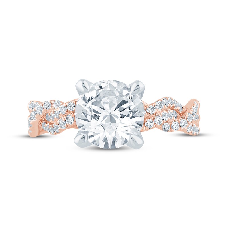 Main Image 4 of Monique Lhuillier Bliss Round-Cut Lab-Grown Diamond Engagement Ring 2-3/8 ct tw 18K Two-Tone Gold