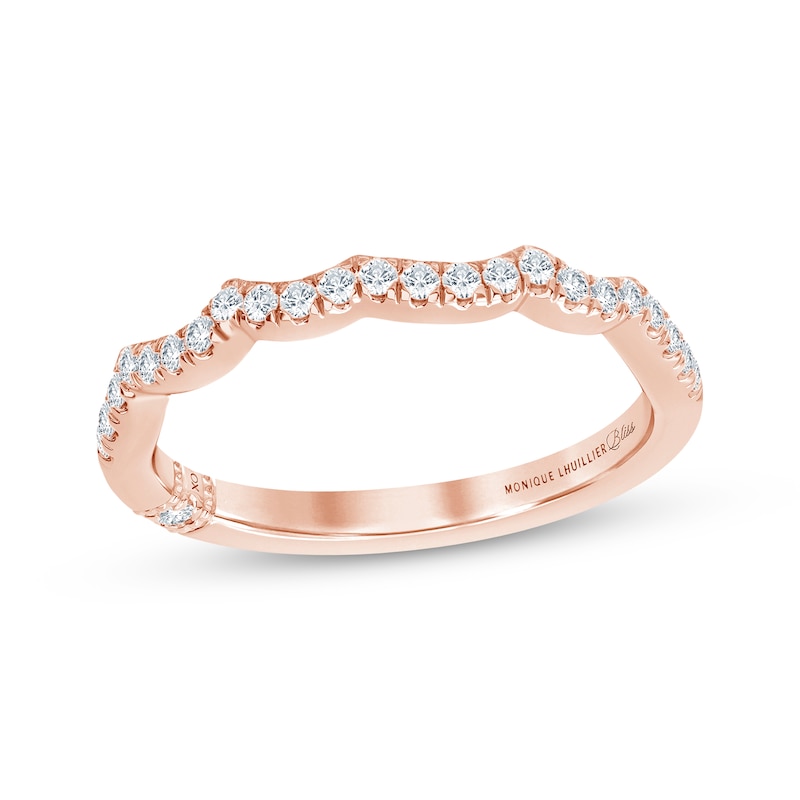 Main Image 1 of Monique Lhuillier Bliss Lab-Grown Diamond Contour Wedding Band 1/6 ct tw 18K Rose Gold