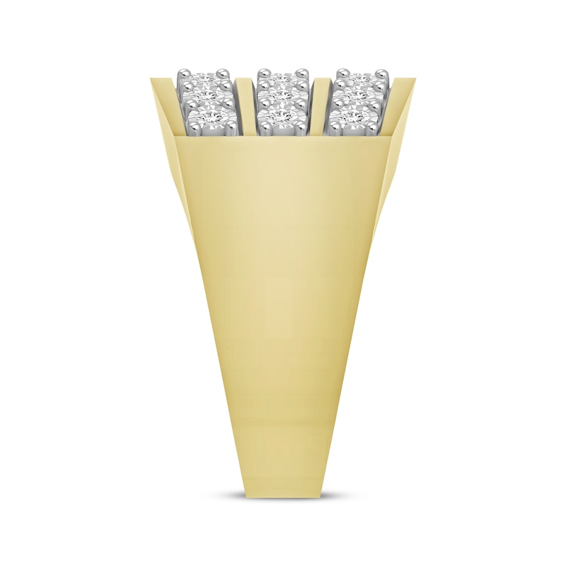 Main Image 2 of Men's Diamond Three-Row Ring 1 ct tw 10K Yellow Gold