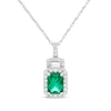 Thumbnail Image 1 of Emerald-Cut Lab-Created Emerald, Baguette & Round-Cut White Lab-Created Sapphire Gift Set Sterling Silver