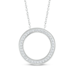Diamond Channel Eternity Circle Necklace 1/4 ct tw 10K White Gold 18"