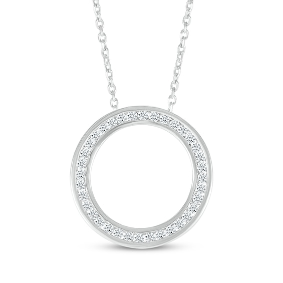 Diamond Channel Eternity Circle Necklace 1/4 ct tw 10K White Gold 18"