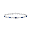 Thumbnail Image 0 of Oval-Cut Blue Lab-Created Sapphire & White Lab-Created Sapphire Infinity Link Bracelet Sterling Silver 7.5"