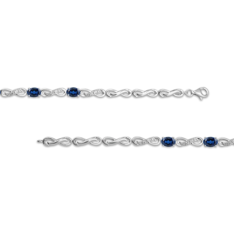 Oval-Cut Blue Lab-Created Sapphire & White Lab-Created Sapphire Infinity Link Bracelet Sterling Silver 7.5"