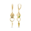 Thumbnail Image 0 of Italian Brilliance Diamond-Cut & Green Enamel Snake Dangle Earrings 14K Yellow Gold