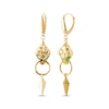Thumbnail Image 1 of Italian Brilliance Diamond-Cut & Green Enamel Snake Dangle Earrings 14K Yellow Gold