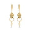 Thumbnail Image 1 of Italian Brilliance Diamond-Cut & Green Enamel Snake Dangle Earrings 14K Yellow Gold