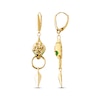 Thumbnail Image 2 of Italian Brilliance Diamond-Cut & Green Enamel Snake Dangle Earrings 14K Yellow Gold