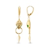 Thumbnail Image 3 of Italian Brilliance Diamond-Cut & Green Enamel Snake Dangle Earrings 14K Yellow Gold