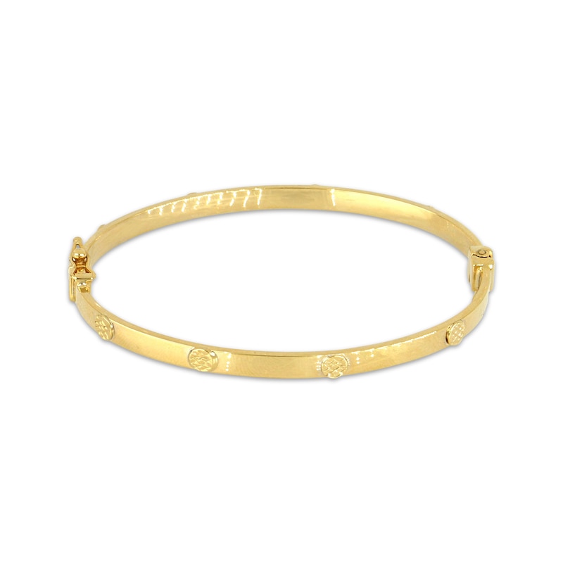 Diamond-Cut Stud Bangle Bracelet 10K Yellow Gold