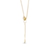 Thumbnail Image 1 of Italian Brilliance Diamond-Cut & Green Enamel Snake Y-Drop Necklace 14K Yellow Gold 18"