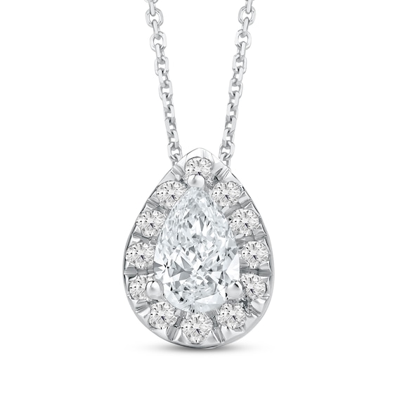 KAY Lab-Grown Diamonds Pear-Shaped & Round-Cut Teardrop Necklace 1/2 ct tw 10K White Gold 18"