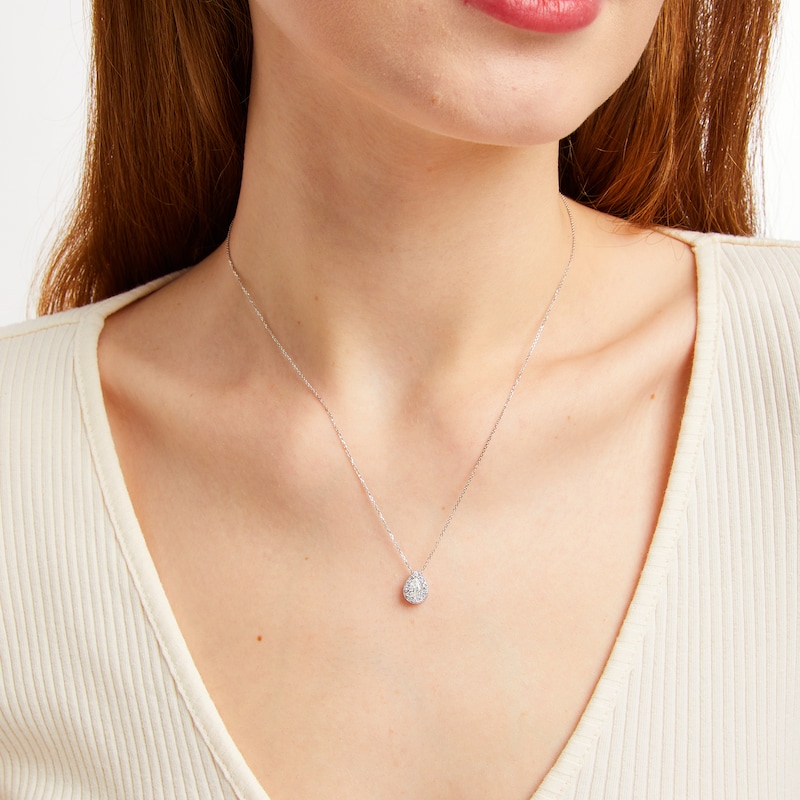 Lab-Created Diamonds by KAY Pear-Shaped & Round-Cut Teardrop Necklace 1/2 ct tw 10K White Gold 18"