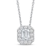 Thumbnail Image 1 of KAY Lab-Grown Diamonds Emerald-Cut Halo Necklace 1/2 ct tw 10K White Gold 18"
