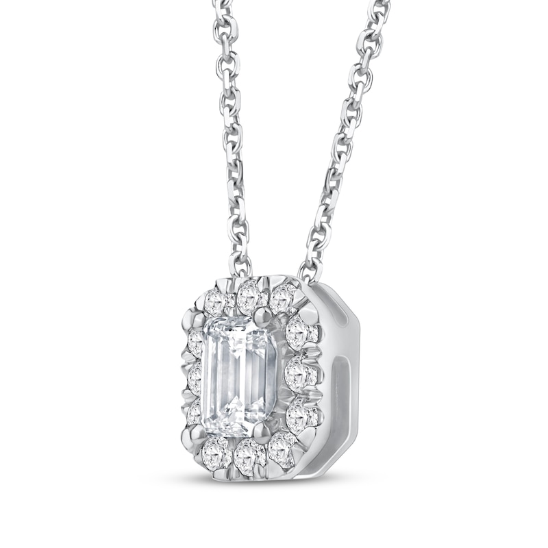 Lab-Created Diamonds by KAY Emerald-Cut Halo Necklace 1/2 ct tw 10K ...