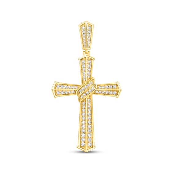 Men's Lab-Created Diamonds by KAY Draped Cross Charm 3 ct tw 10K Yellow Gold