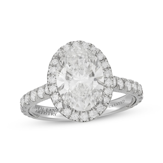Neil Lane Artistry Oval-Cut Lab-Grown Diamond Engagement Ring 4 ct tw 14K White Gold
