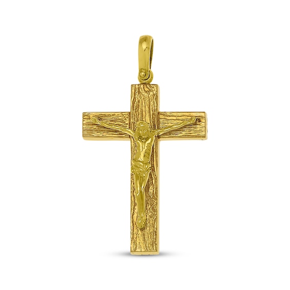 Textured Crucifix Charm 14K Yellow Gold
