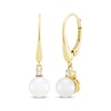 Thumbnail Image 0 of Cultured Pearl & Diamond Dangle Earrings 10K Yellow Gold