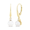 Thumbnail Image 1 of Cultured Pearl & Diamond Dangle Earrings 10K Yellow Gold