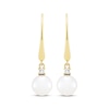 Thumbnail Image 1 of Cultured Pearl & Diamond Dangle Earrings 10K Yellow Gold
