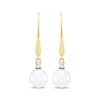 Thumbnail Image 2 of Cultured Pearl & Diamond Dangle Earrings 10K Yellow Gold