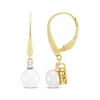 Thumbnail Image 3 of Cultured Pearl & Diamond Dangle Earrings 10K Yellow Gold