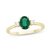 Thumbnail Image 0 of Oval-Cut Lab-Created Emerald & Diamond Ring 1/10 ct tw 10K Yellow Gold