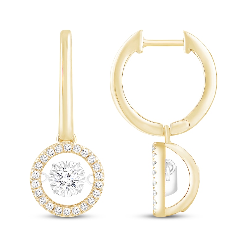 Unstoppable Love Diamond Hoop Halo Drop Earrings 1/2 ct tw 10K Yellow Gold