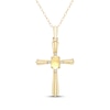 Thumbnail Image 1 of Oval-Cut Opal & Diamond Accent Cross Necklace 10K Yellow Gold 18&quot;