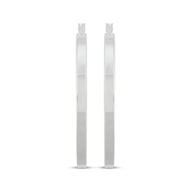 Main Image 2 of Square Tube Hoop Earrings Sterling Silver 40mm