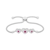 Thumbnail Image 1 of Lab-Created Ruby Heart Trio Bolo Bracelet Sterling Silver
