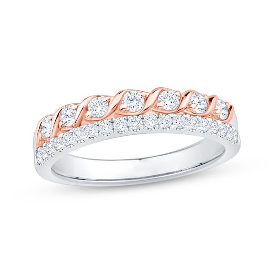 Now + Forever Diamond Two-Row Anniversary Ring 1/2 ct tw 14K Two-Tone Gold