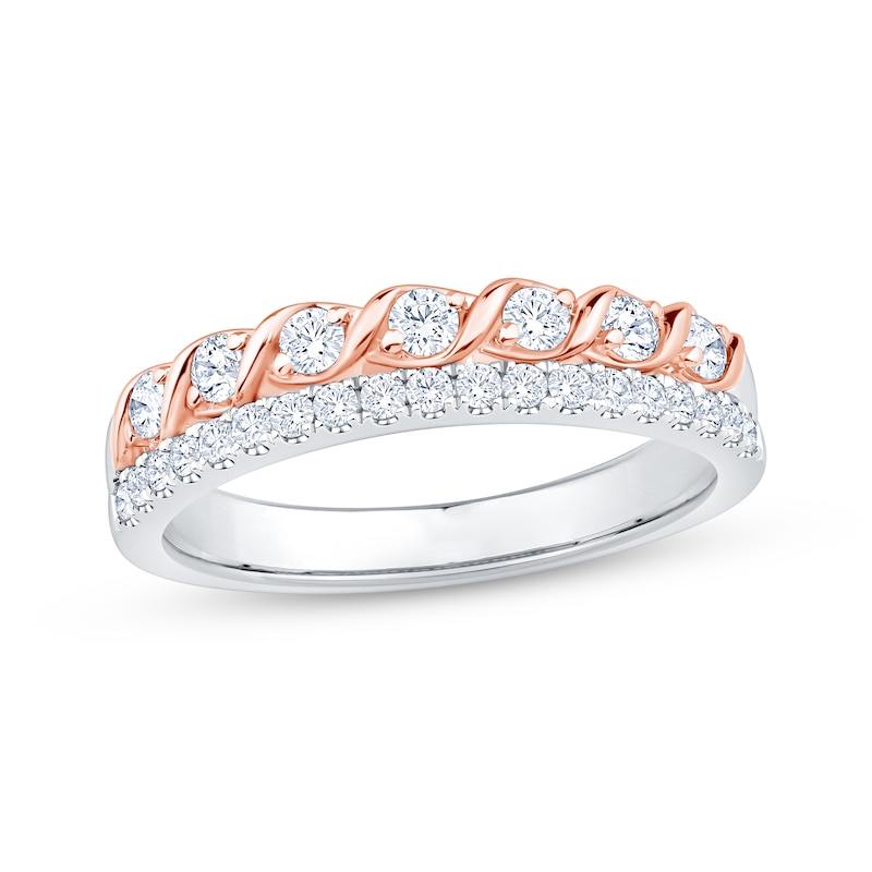 Main Image 1 of Now + Forever Diamond Two-Row Anniversary Ring 1/2 ct tw 14K Two-Tone Gold