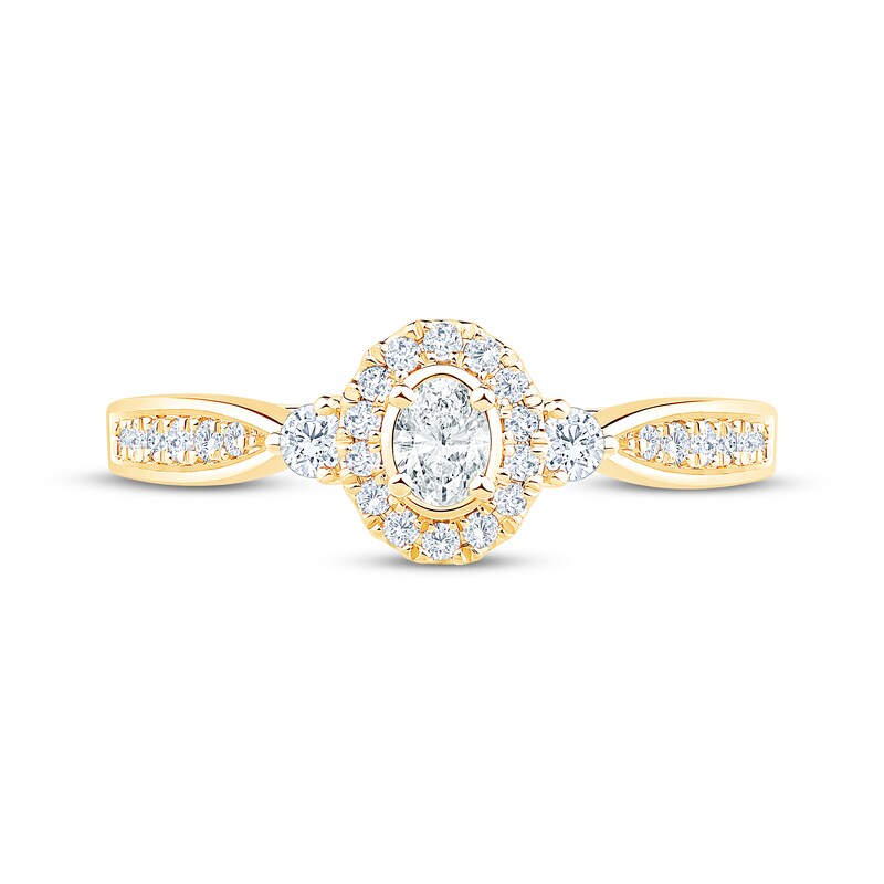 Main Image 3 of Now + Forever Oval-Cut Diamond Halo Engagement Ring 3/8 ct tw 14K Yellow Gold