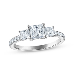 Now + Forever Certified Princess-Cut Diamond Three-Stone Engagement Ring 1-1/4 ct tw Platinum