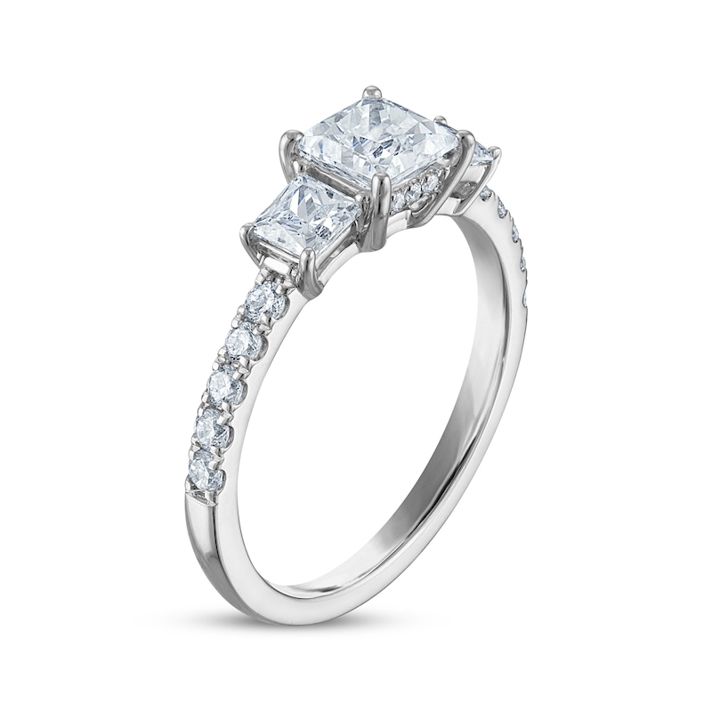 Main Image 2 of Now + Forever Certified Princess-Cut Diamond Three-Stone Engagement Ring 1-1/4 ct tw Platinum