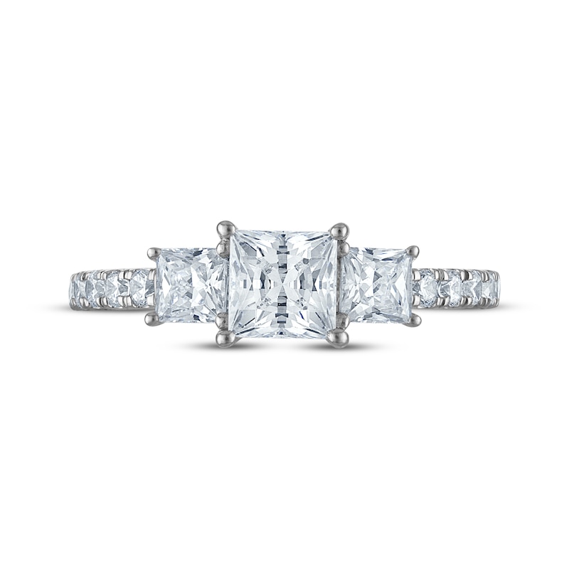 Main Image 3 of Now + Forever Certified Princess-Cut Diamond Three-Stone Engagement Ring 1-1/4 ct tw Platinum