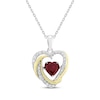 Thumbnail Image 0 of Unstoppable Love Heart-Shaped Lab-Created Ruby & Diamond Necklace 1/6 ct tw Sterling Silver & 10K Yellow Gold 18"